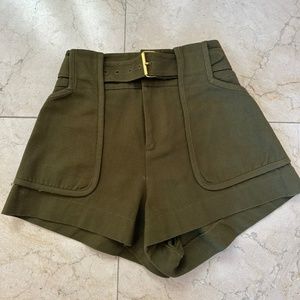 3.1 Phillip Lim Olive Green Belted High Waist Shorts sz 0 XS